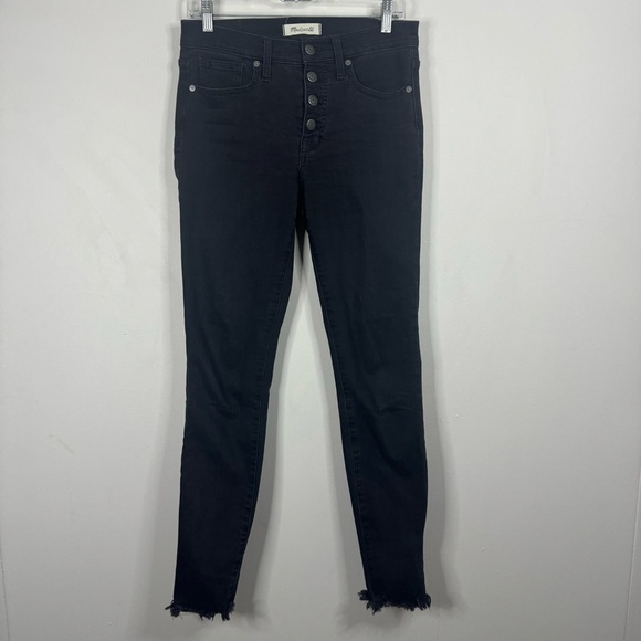 Madewell Tall 9" High-Rise Skinny Jeans Berkeley Black Button Fly Size 27 T Long - Picture 3 of 13
